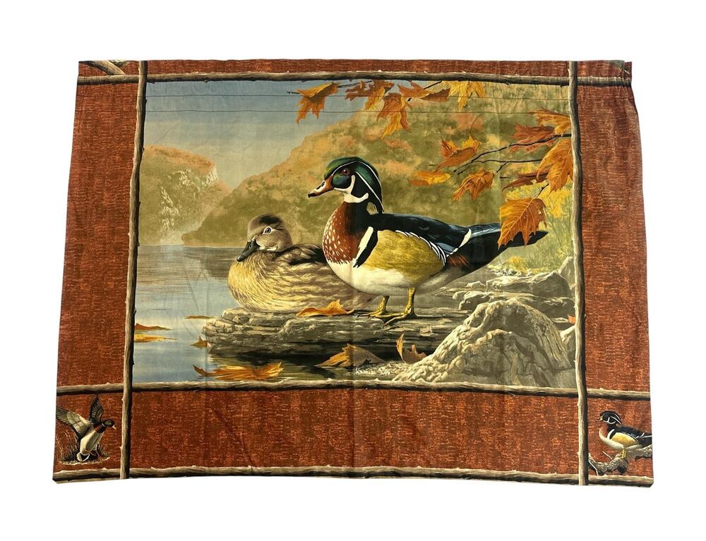 Vintage Duck Wood Duck Curtain Valance Cabin Lodge Hunting Decor 38x27.5